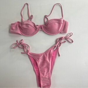 Pink glitter bikini set #glitterbikini